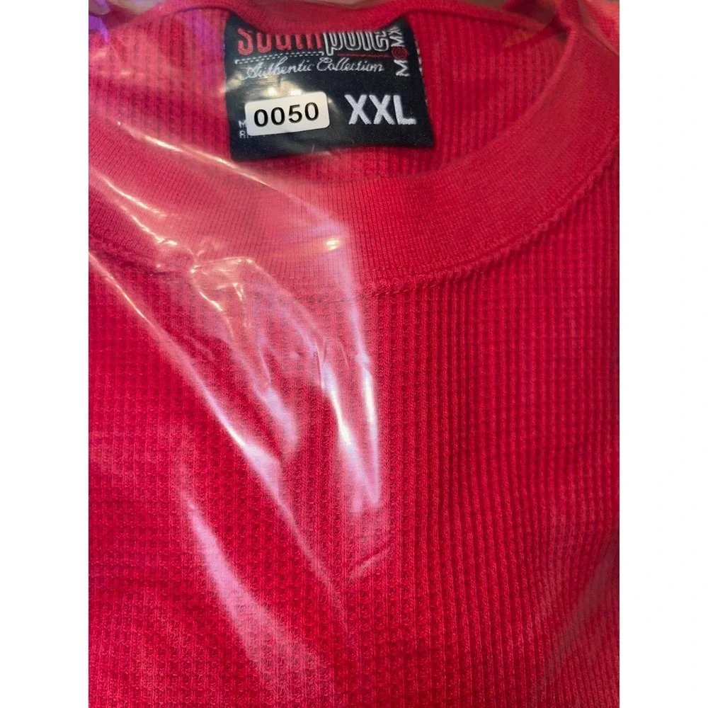 South Pole Y2K Red Thermal Waffle Knit Crewneck Sweater Men's XXL Long Sleeve